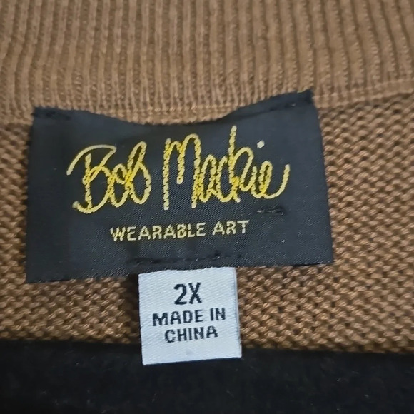 Vintage Bob Mackie Embroidered Brown Cardigan size 2X - Picture 7 of 8